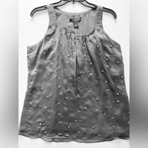 WHBM - Vintage Sleeveless Grey Flowy Shell